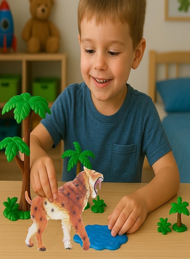 Higherbros Smilodon Deinotherium Figurine - 7.5 Inch Prehistoric Animal Toy, Durable PVC Model with Realistic Details for Kids and Collectors - Image 5